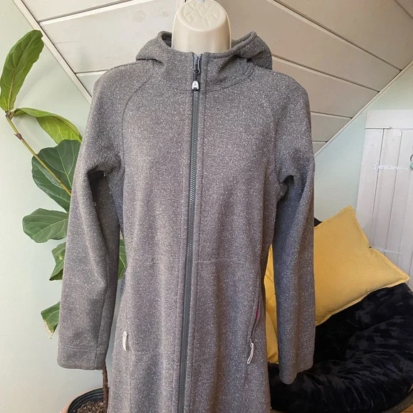 Lululemon Apres Sport Tweed Jacket Long Soft Fleece Hooded Gray Size 6 - Picture 3 of 14
